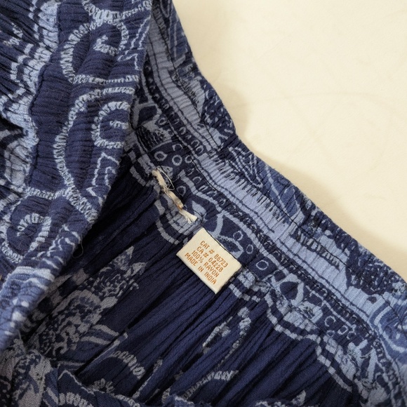 Vintage Navy Tiered Skirt Indian Ethnic Pleated Midi Maxi Circle Full A-line - Picture 3 of 7